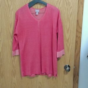 Chicos peachy pink lightweight 3/4 sleeve tunic